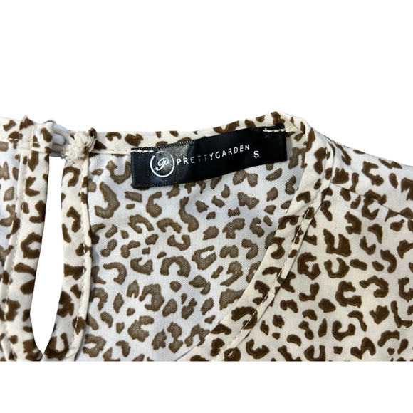 PRETTYGARDEN Maxi Dress S Brown and Cream Leopard Print - Picture 6 of 7